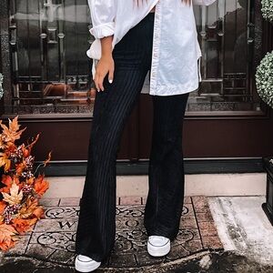 Free People High Waisted Velvet Wide Leg Pants